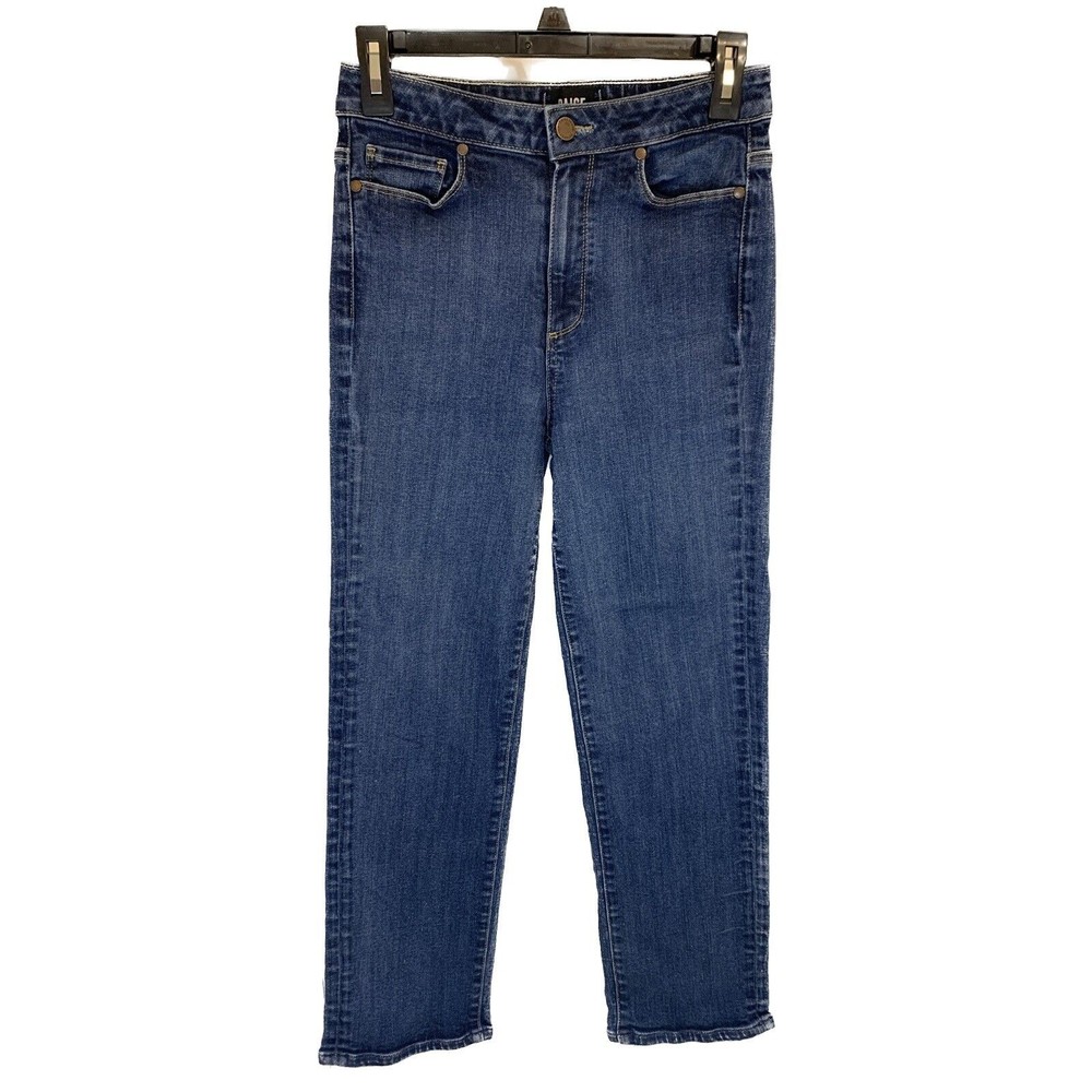 Paige Black Label Denim Jeans High Rise Straight Leg Medium Blue Wash Stretch 27